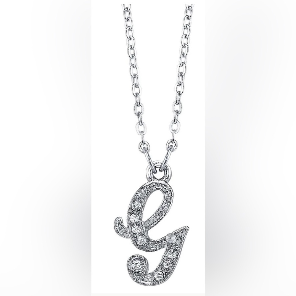 1928 Silver Script Initial Necklace